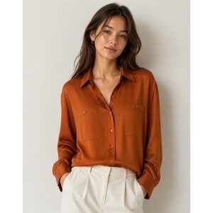 Vintage 90s Gallagher Silk Button Down Blouse Preppy Quiet Luxury Old Money Chic